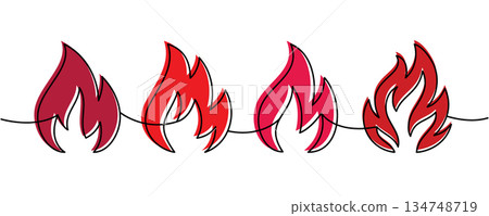 Colored seamless flame silhouettes. Vibrant vector line art divider for tattoo, decoration, and design projects Colored seamless flame silhouettes. Vibrant vector line art divider for tattoo, decoration, and design projects 134748719