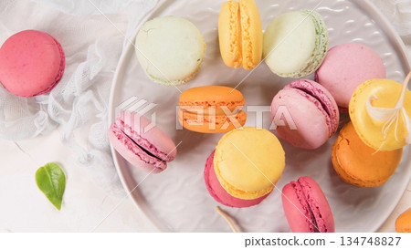 French sweet macarons 134748827