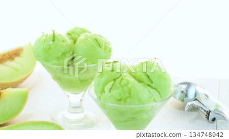 Melon flavored ice-cream Melon flavored ice-cream 134748942