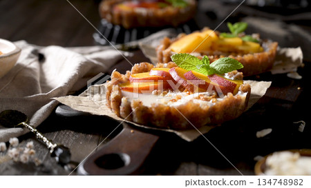 Peach vegan tarts 134748982