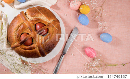 Easter folar with eggs Easter folar with eggs 134749167