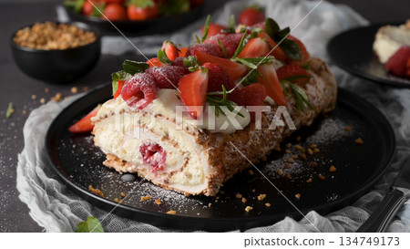 Meringue roll cake 134749173