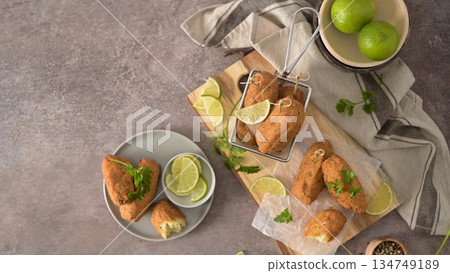 Cod dumplings or bolinhos de bacalhau Cod dumplings or bolinhos de bacalhau 134749189