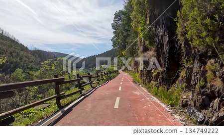 Point of view shot of riding a bicycle Point of view shot of riding a bicycle 134749222