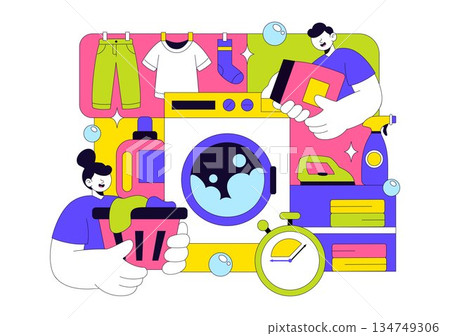 Laundry Room Vector Illustration Featuring Washing And Drying Machines, Basket Filled Dirty Clothes in a Flat Style Cartoon Background Laundry Room Vector Illustration Featuring Washing And Drying Machines, Basket Filled Dirty Clothes in a Flat Style Cartoon Background 134749306