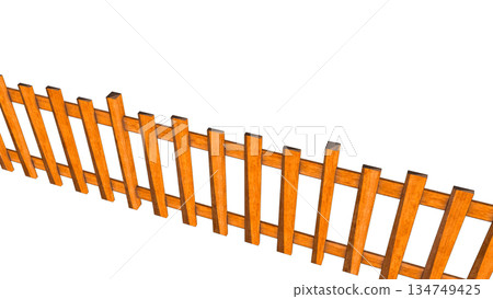 Illustration of a wooden fence seen from diagonally above Illustration of a wooden fence seen from diagonally above 134749425