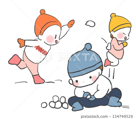 孩子們在打雪仗 孩子們在打雪仗 134749529