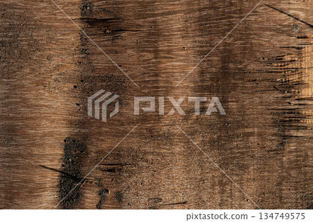 Rustic dark brown wood texture showing detailed grain and knots, perfect for backgrounds and adding a natural, warm feel to designs Rustic dark brown wood texture showing detailed grain and knots, perfect for backgrounds and adding a natural, warm feel to designs 134749575