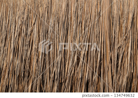 Natural Raffia Texture Close-Up in Vertical Orientation for Organic Material and Eco-Friendly Design Aesthetic 134749632