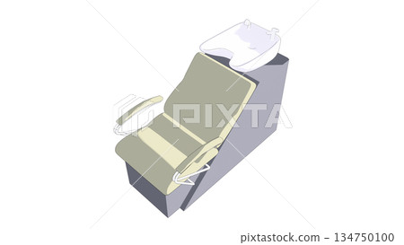 Illustration of a hair salon's hair washing station seen from above Illustration of a hair salon's hair washing station seen from above 134750100