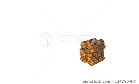 堆疊柴火的示意圖 134750407