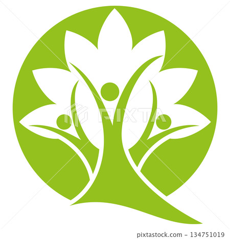 Three people, humans as a tree, family, team, logo, icon 134751019