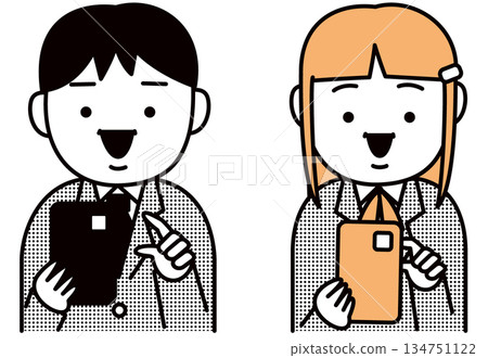 High school student male and female smartphone operation High school student male and female smartphone operation 134751122