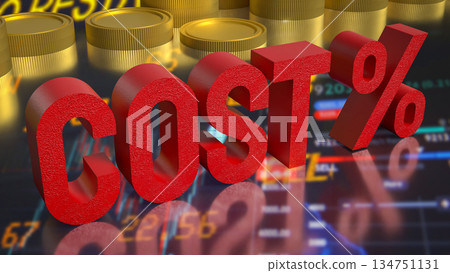 Rising Business Cost Analysis with Financial Market Background 3d render. 134751131