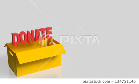 Donation Box Concept for Charity and Fundraising Campaign 3d render. 134751146