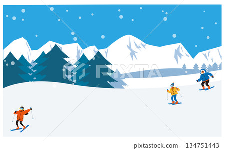 滑雪勝地背景插畫素材 134751443