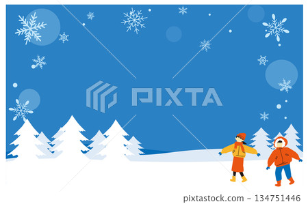 背景插圖描繪了人們在雪山上行走的情景 134751446