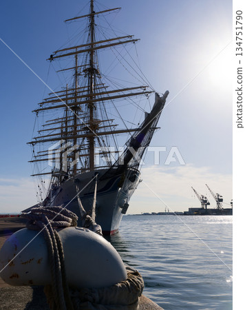 Sailing ship moored in the port Sailing ship moored in the port 134751790