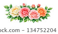 watercolor bouquet of pink roses 134752204