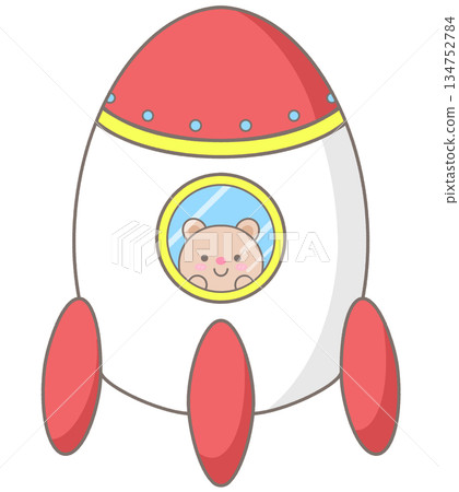 Hand drawn cute bear in the rocket Hand drawn cute bear in the rocket 134752784