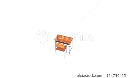Illustration of a school chair and desk seen from above 134754435