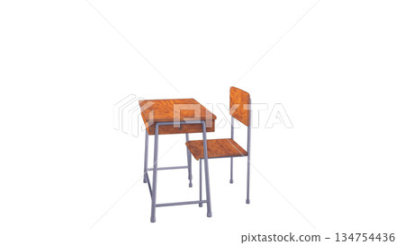 Side view of school chairs and desks Side view of school chairs and desks 134754436