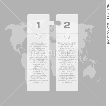 Two steps line infographic, puzzle diagram 134754782