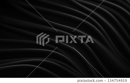 Abstract black fabric satin wave background texture vector 134754919