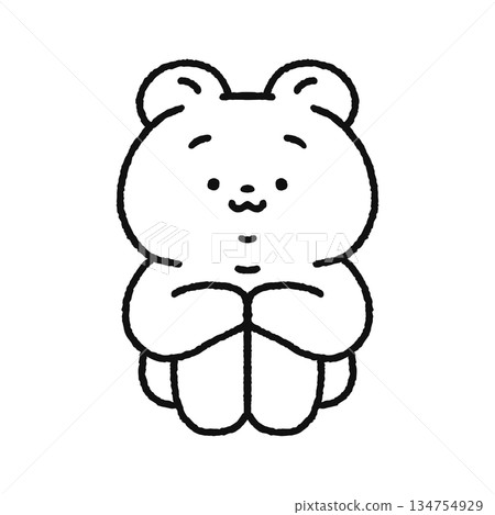 Cute bear sitting on the floor line drawing Cute bear sitting on the floor line drawing 134754929