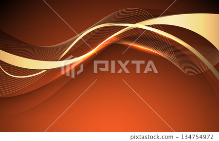 Abstract gold ribbon luxury wave curve overlap on orange design modern background vector Abstract gold ribbon luxury wave curve overlap on orange design modern background vector 134754972
