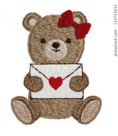 【情書與泰迪熊】手工刺繡插畫材料 134755632