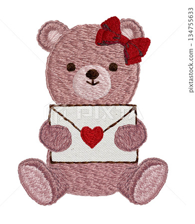 【情書與泰迪熊】手工刺繡插畫材料 134755633
