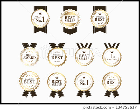 Laurel ranking medal gold banner set Laurel ranking medal gold banner set 134755637