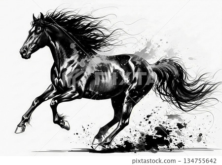 2026 Horse Year Ink Painting, Agricultural Life Portrait, Power and Good Luck 2026 Horse Year Ink Painting, Agricultural Life Portrait, Power and Good Luck 134755642
