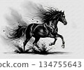2026 Horse Year Ink Painting, Agricultural Life Portrait, Power and Good Luck 134755643