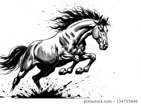 2026 Horse Year Ink Painting, Agricultural Life Portrait, Power and Good Luck 2026 Horse Year Ink Painting, Agricultural Life Portrait, Power and Good Luck 134755646