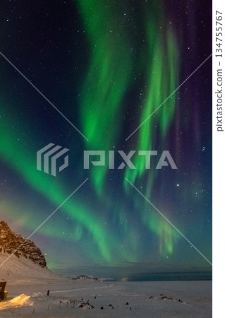 Aurora Borealis over Island 134755767