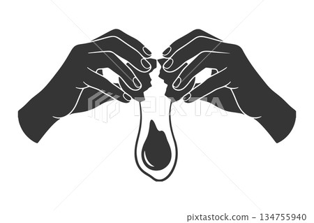 一隻手打碎蛋的剪影圖標 134755940