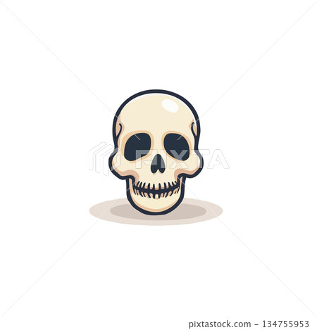 Stylized skull illustration with simplistic design offering spooky and symbolic interpretation for 134755953