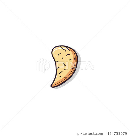 Whimsical cashew illustration with soft shadows and a clean background emphasizing simplicity and 134755979
