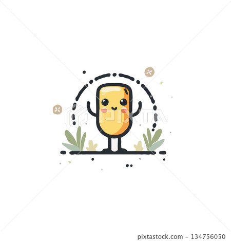 Animated character showcasing happiness on a minimal backdrop for a cheerful design with natural Animated character showcasing happiness on a minimal backdrop for a cheerful design with natural 134756050