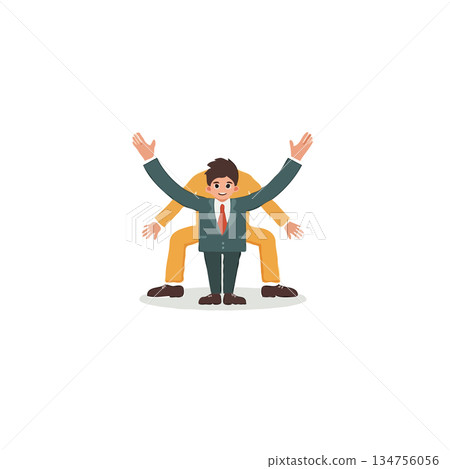 Cartoon style of success for a young worker in the business world is a vector design that embodies Cartoon style of success for a young worker in the business world is a vector design that embodies 134756056