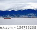 A cityscape of Kobe city, overlooking the Yamate residential area surrounded by Mount Rokko from the Port Island side of the coastline 134756238