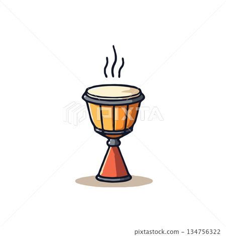Minimalist depiction of a hand drum creating a rhythmic experience through music and cultural Minimalist depiction of a hand drum creating a rhythmic experience through music and cultural 134756322