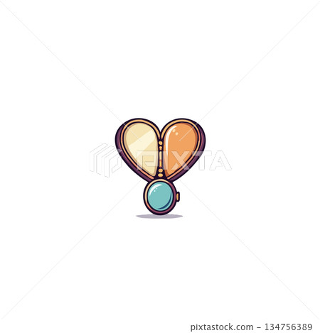 Stylized heart-shaped locket with a calming color palette evokes affection and cherished memories 134756389