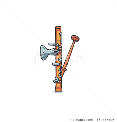 Whimsical illustration of an oboe capturing the essence of classical music instruments with Whimsical illustration of an oboe capturing the essence of classical music instruments with 134756506