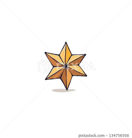 Isolated six pointed radiant star illustration offering celestial elegance and cosmic design Isolated six pointed radiant star illustration offering celestial elegance and cosmic design 134756508