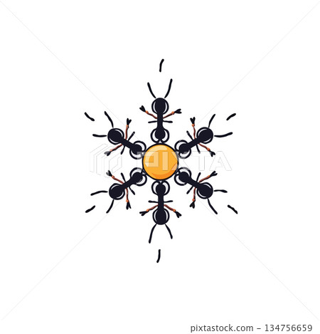 Symmetrical ant arrangement showcasing complex social structures and collaborative efforts 134756659