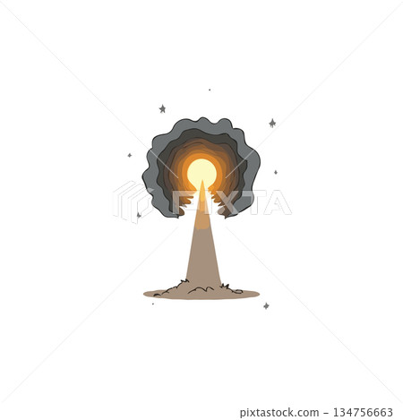 Conceptual tree of light: Artistic representation of growth, hope, and the enduring power of inner 134756663