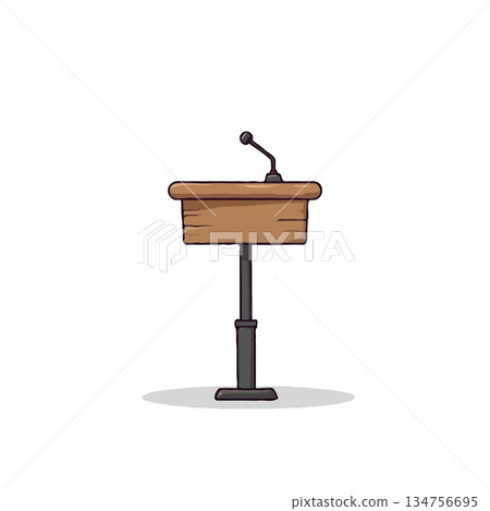 Isolated wooden podium with microphone for public speaking event or presentation stage ready to 134756695